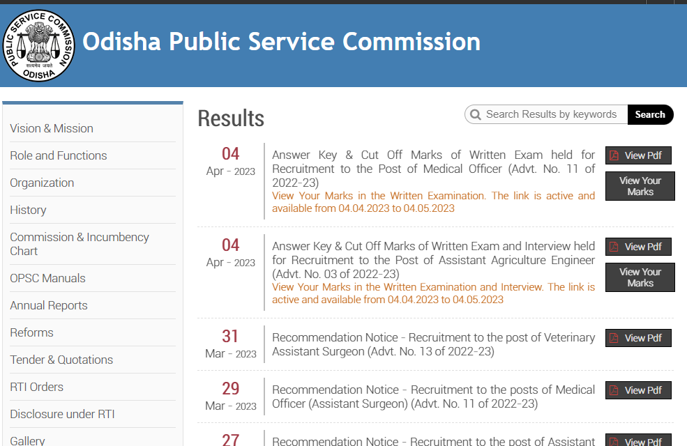 OPSC ASO Result 2123
