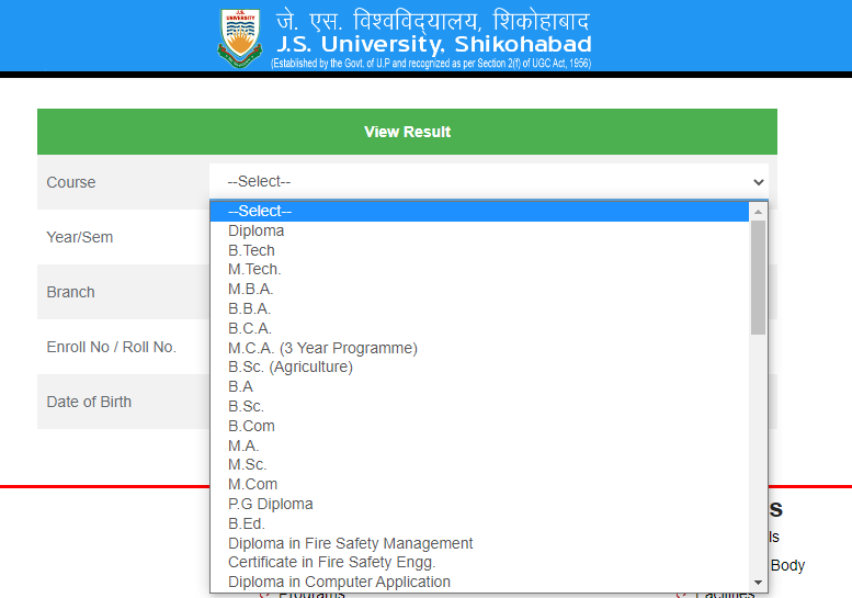 js university result