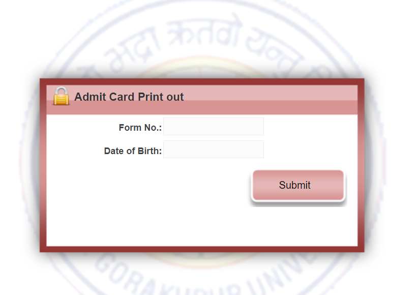 DDU Gorakhpur University Entrance Admit Card
