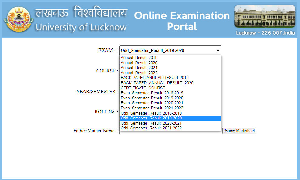 Lucknow University Exam Result